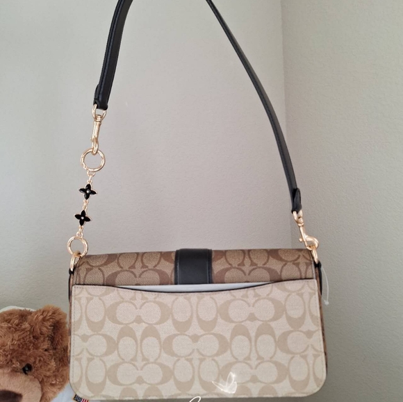 New Coach Georgie Shoulder Bag in Blocked Signature Canvas RARE Free Chain - Picture 8 of 11